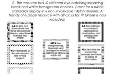 1st Grade Common Core State Standards CCSS Posters Black White