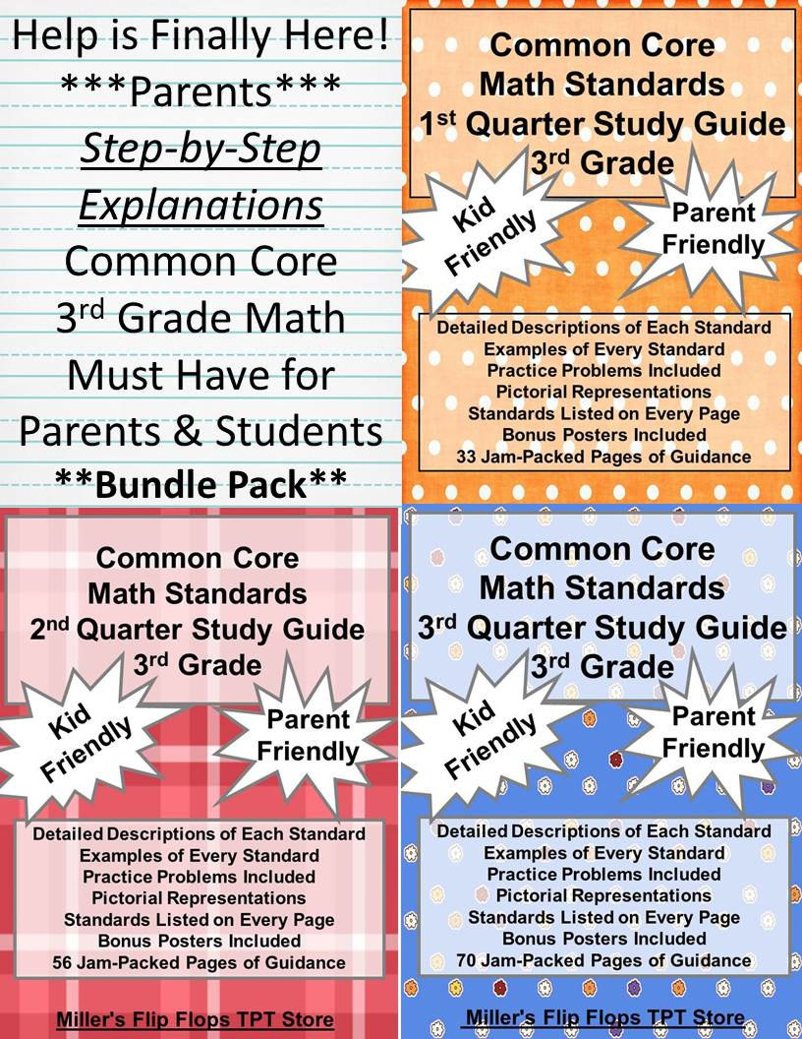 3rd Grade Common Core Math Standards Study Guide Bundle A Etsy
