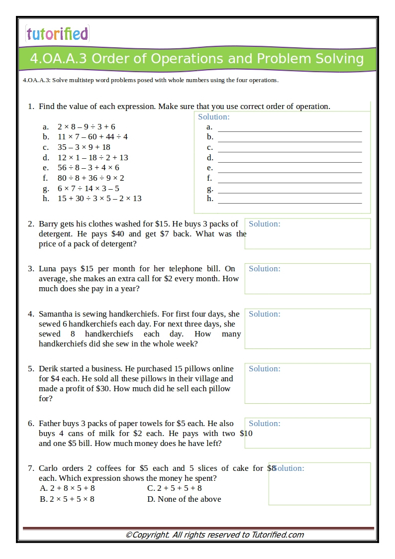 4th Grade Common Core Math Worksheets