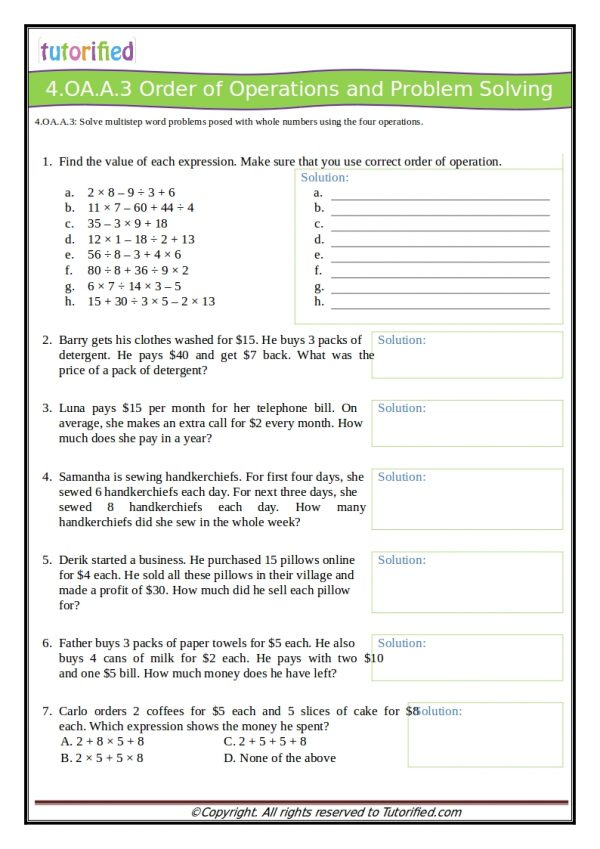 4th Grade Common Core Math Worksheets