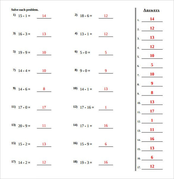 Common Core Math Worksheets Answers
