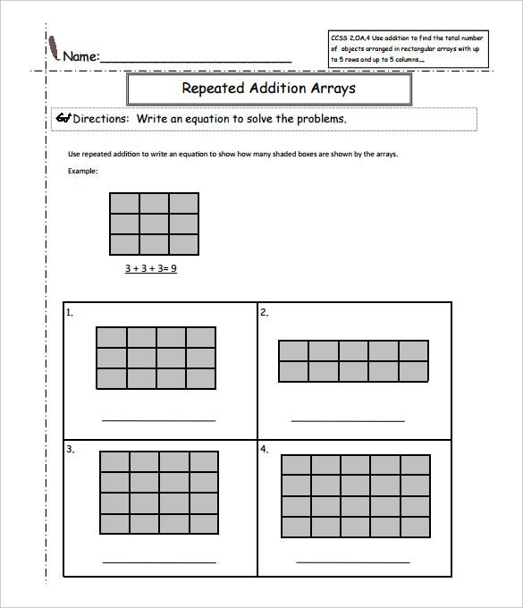 Repeated Addition Worksheets Common Core