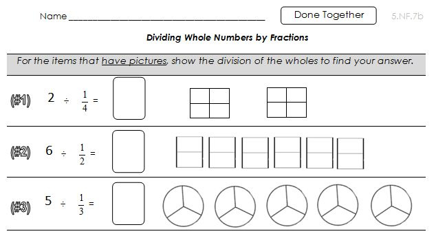 5 NF 7b Dividing Whole Numbers By Fractions Common Core Math 