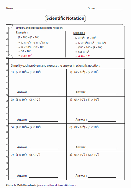 50 Scientific Notation Worksheet 8th Grade Chessmuseum Template Library
