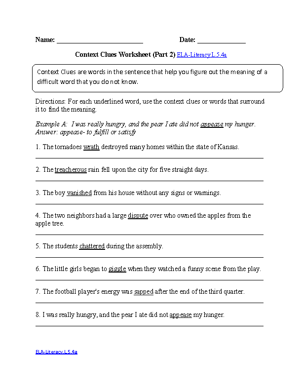 5th Grade Common Core Language Worksheets