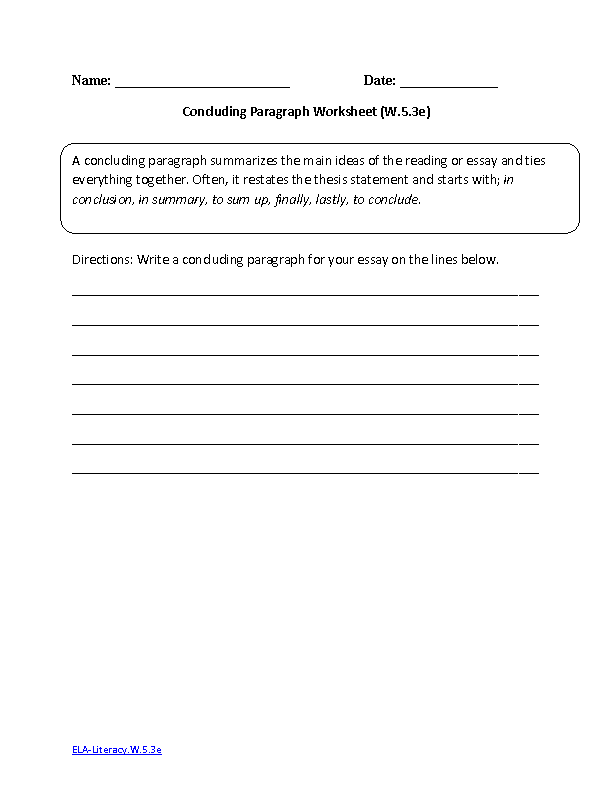 5th Grade Common Core Writing Worksheets