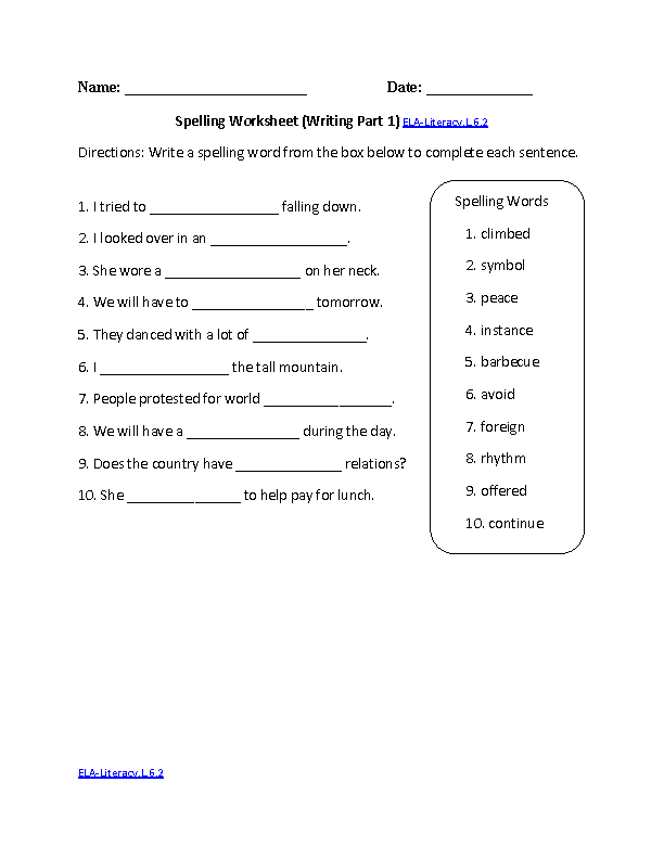 Common Core Ela Worksheets Grade 6 Common Core Worksheets