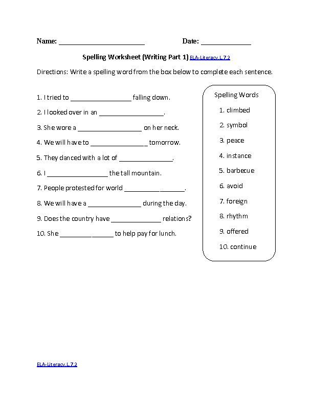 7th Grade Common Core Language Worksheets Language Worksheets 