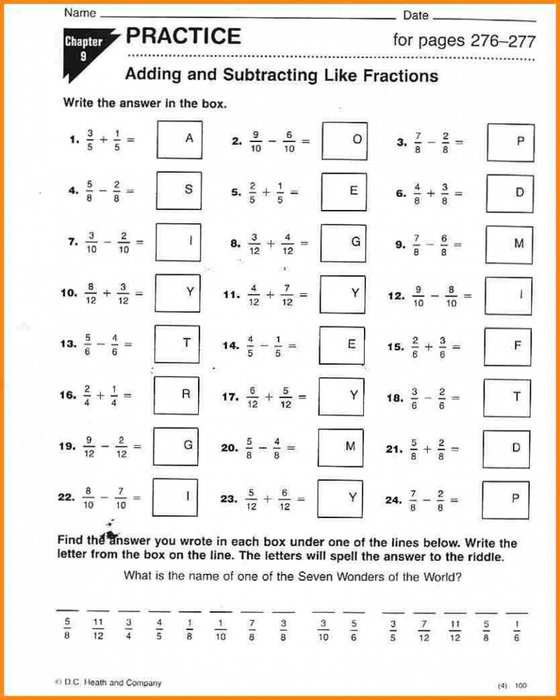 7th Grade Math Printable Worksheets With Answers Math Worksheets 