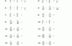 Adding And Subtracting Fractions With Like Denominators Worksheet In