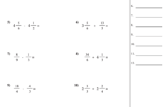 Adding And Subtracting Fractions Worksheet With Answer Key Printable
