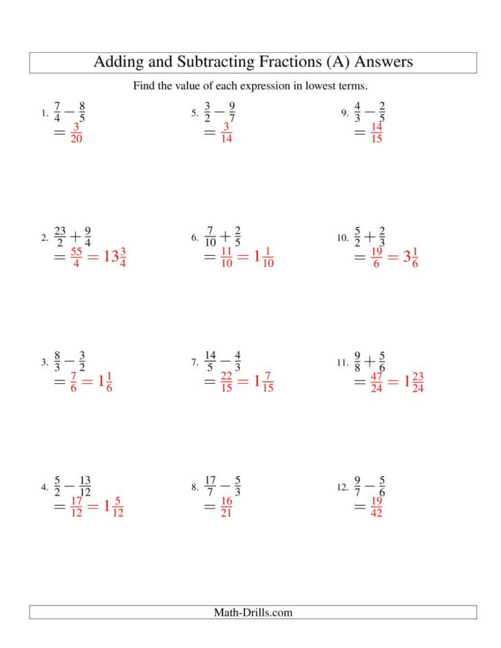 Common Core Sheets Adding And Subtracting Fractions Visually Different