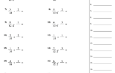 Adding Subtracting Fractions 1 Worksheet With Answer Key Printable