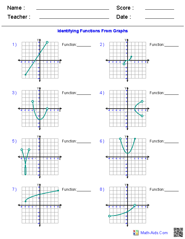Algebra 1 Worksheets Domain And Range Worksheets Graphing Functions 