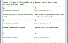 Answer Key Download Worksheet 33201 CCSS Math Content 6 EE A 2 a