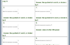 Answer Key Download Worksheet 33228 CCSS Math Content 6 EE A 2 a