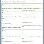 Answer Key Download Worksheet 33285 CCSS Math Content 6 EE A 2 A