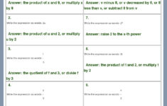 Answer Key Download Worksheet 33285 CCSS Math Content 6 EE A 2 a