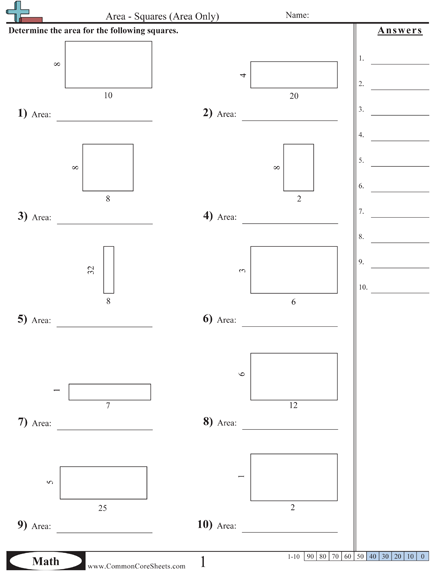 Common Core Worksheets Area And Perimeter