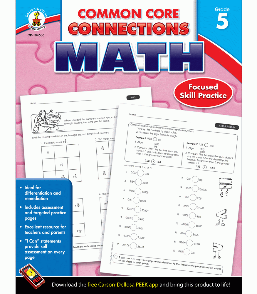 Common Core Connections Math Grade 5 By Carson Dellosa CD104606 All 