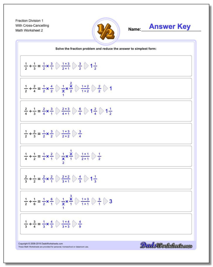 Common Core Worksheets Dividing Fractions