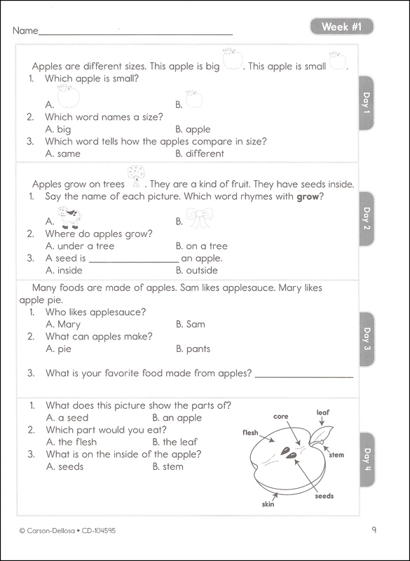 Common Core Language Arts 4 Today Kindergarten Carson Dellosa 