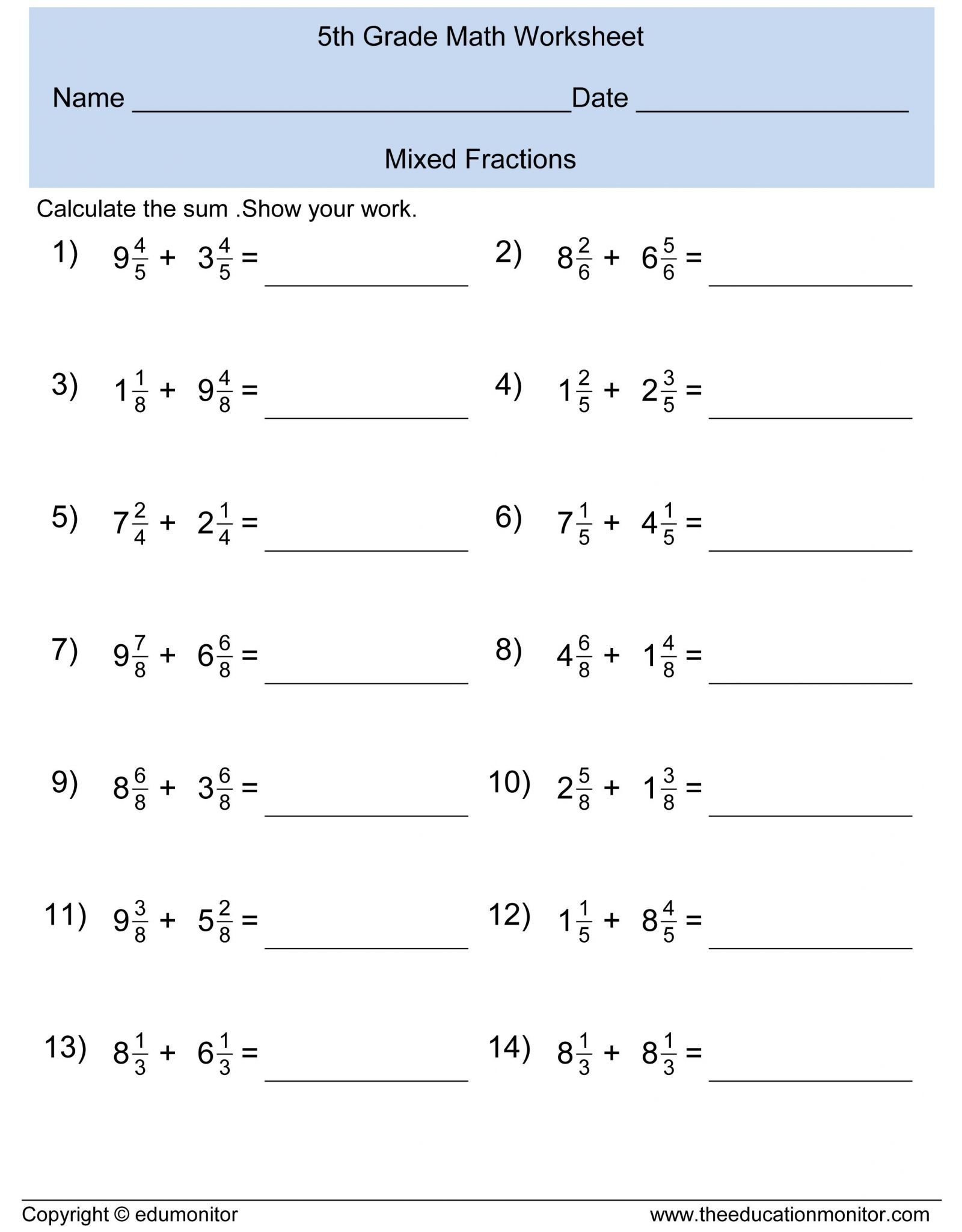 Common Core Math Worksheets 5th Grade Decimals
