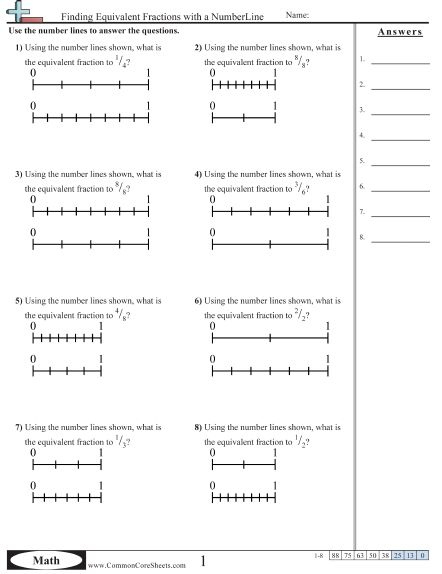 Common Core Sheets Finding Equivalent Fractions Answer Key