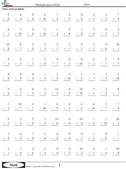 Common Core Sheets Multiplication Amulette