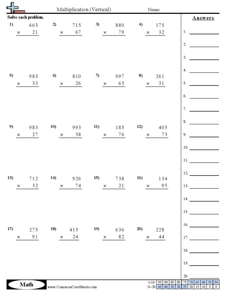 Common core sheets multiplication vertical 5th grade thekidsworksheet