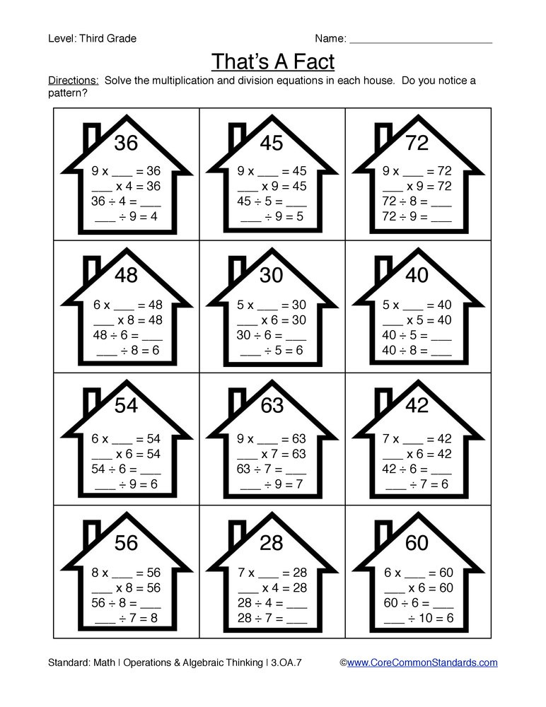 Common Core Worksheet 3 OA 7