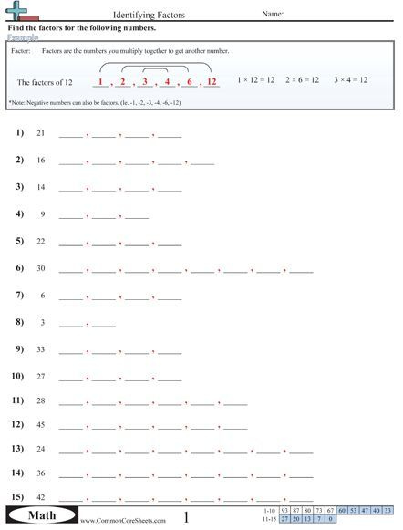 Common Multiples Worksheets Factors Worksheets Factors And Multiples 