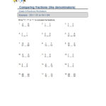 Comparing Fractions With Like Denominators Worksheet