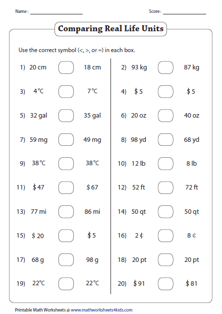Comparing Whole Numbers Worksheets 4th Grade Worksheets Master
