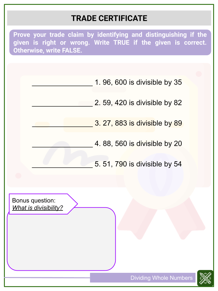 Dividing Whole Numbers 6th Grade Common Core Math Worksheets