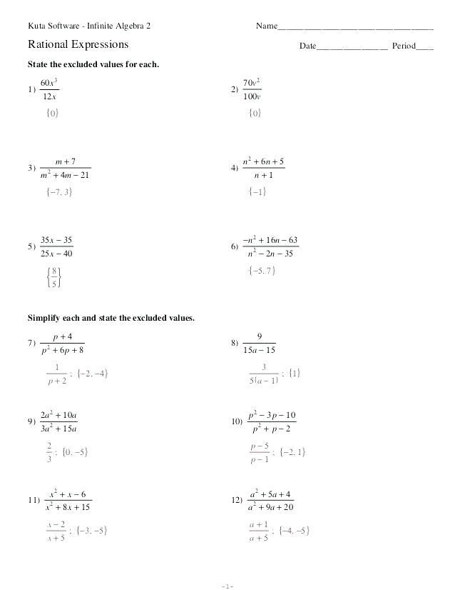 Common Core Algebraic Expressions Worksheets