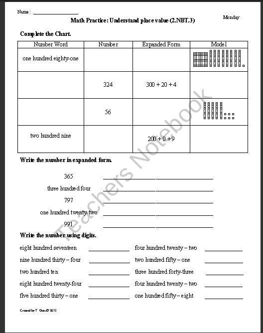 Common Core Worksheets Expanded Form