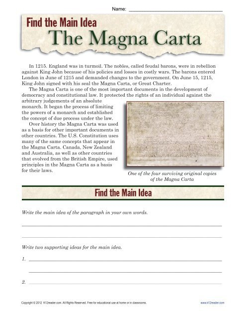 Find The Main Idea The Magna Carta IdeaWalls