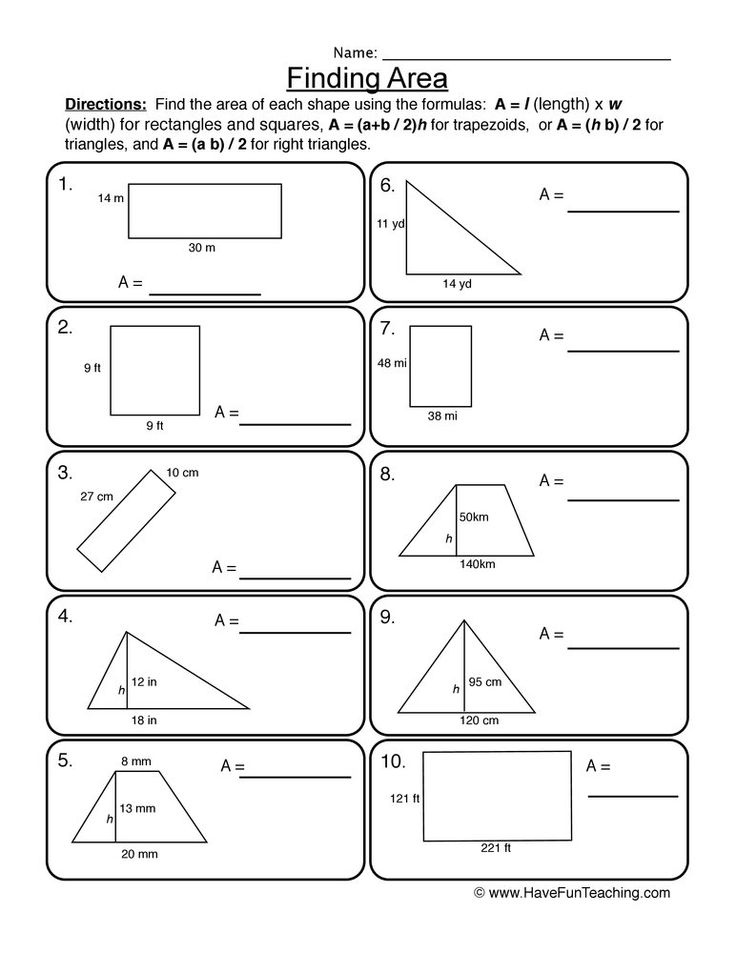 Finding Different Shapes Area Worksheet Area Worksheets Shapes 