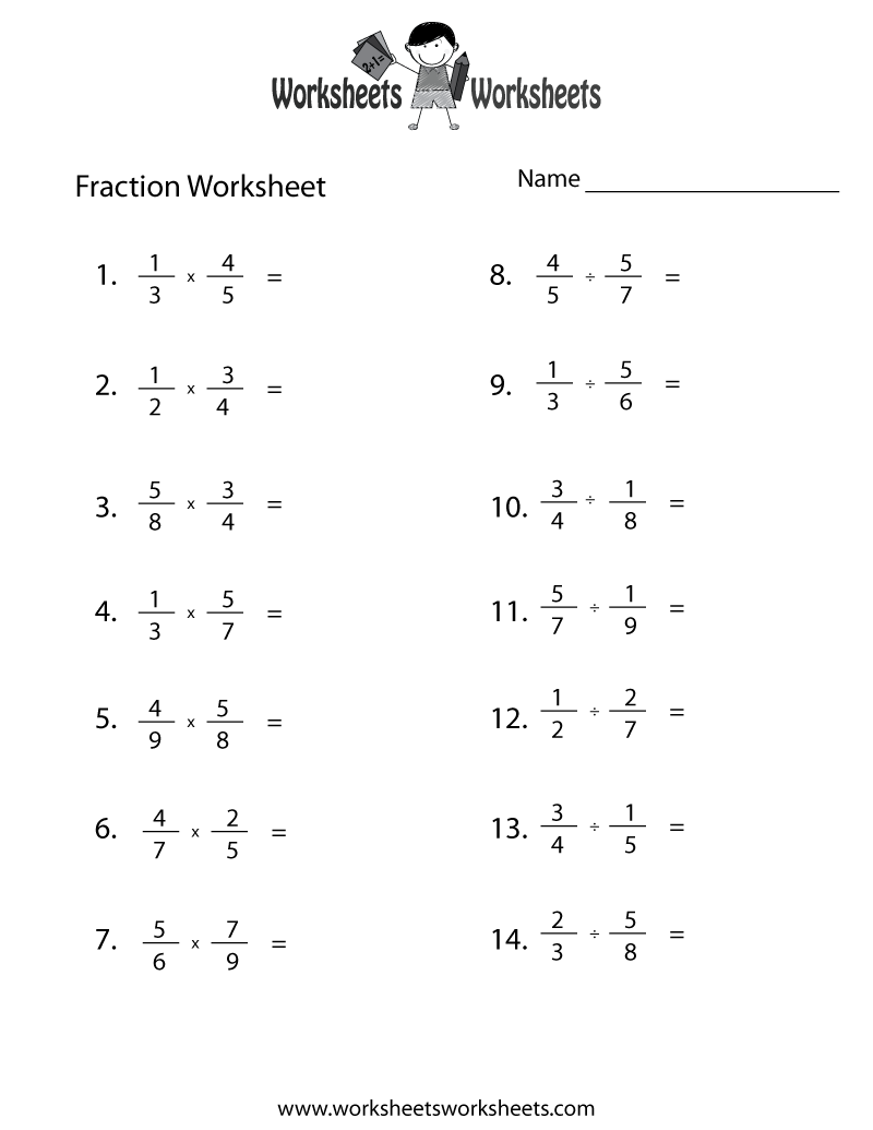 Fraction Review Worksheet Worksheets Worksheets