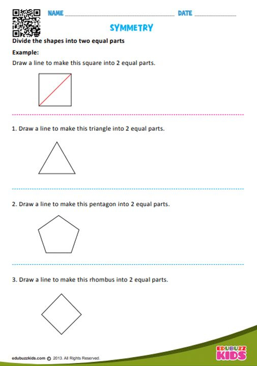 Free Math Symmetry Worksheets For The Kids Of Grade 1 Here The Kids 