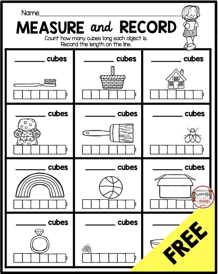FREE Measurement And Data Kindergarten Math Worksheet Complete Common 