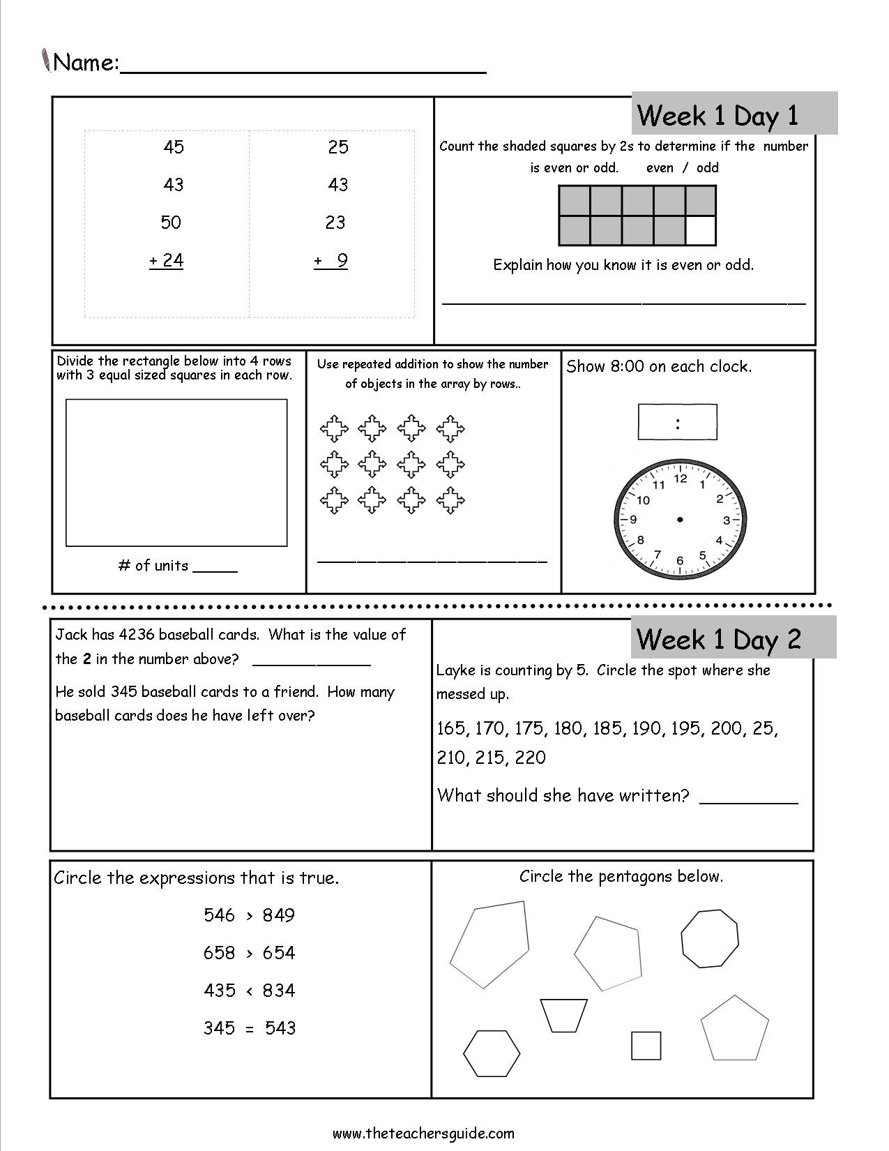 Grade 4 Common Core Math Practice Worksheets