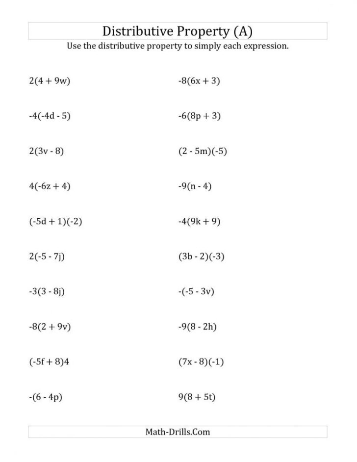 Common Core Worksheets Distributive Property