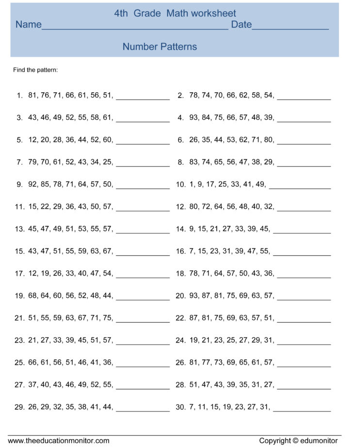 Common Core 4th Grade Worksheets