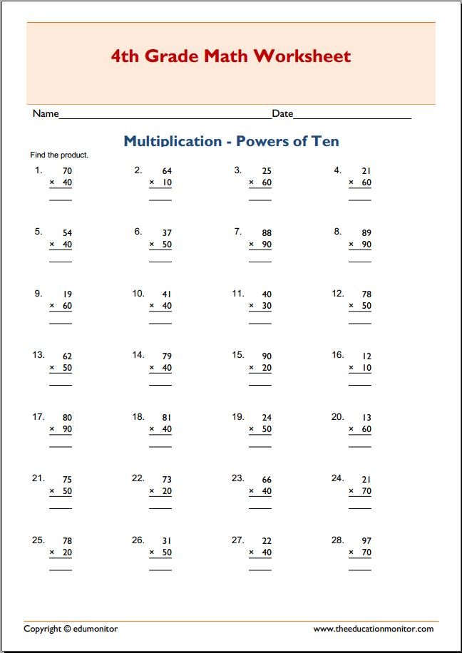 Free Printable Worksheets For 4th Grade