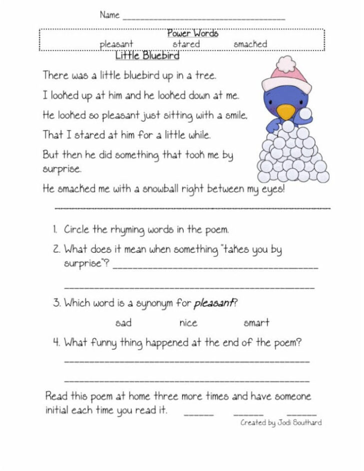 Free Common Core Reading Worksheets
