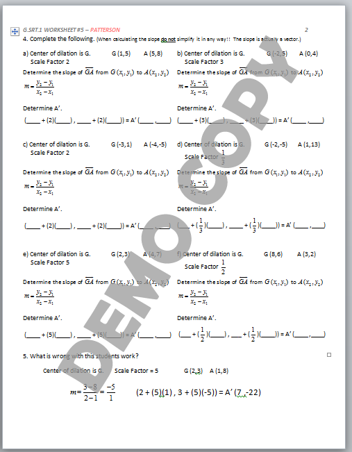 G Co A 2 Worksheet 1 Answers Geometry Common Core