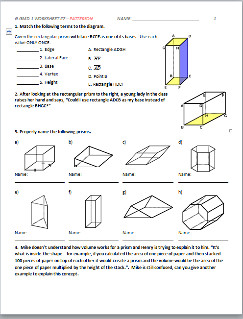 7 G 1 Common Core Worksheets Common Core Worksheets