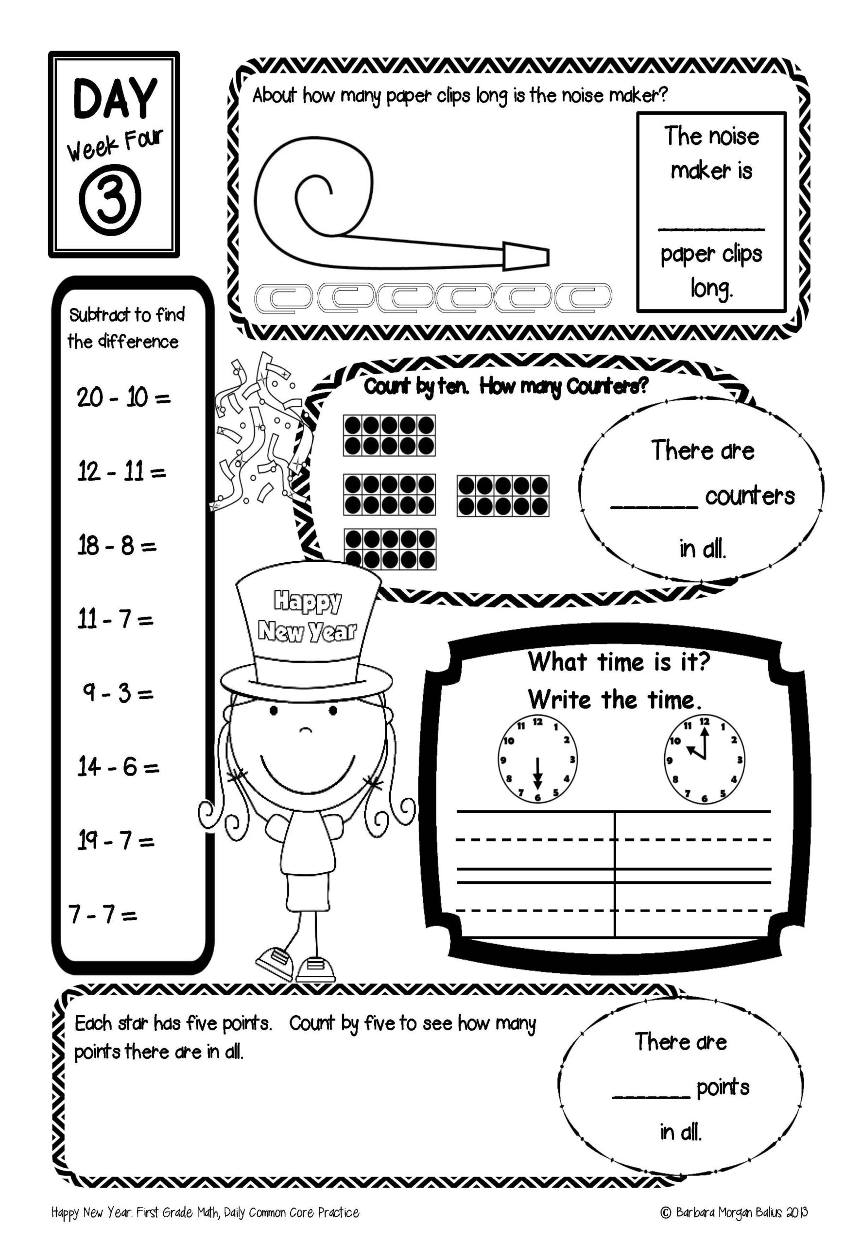 Happy New Year Common Core Daily Math Main Idea Worksheet 